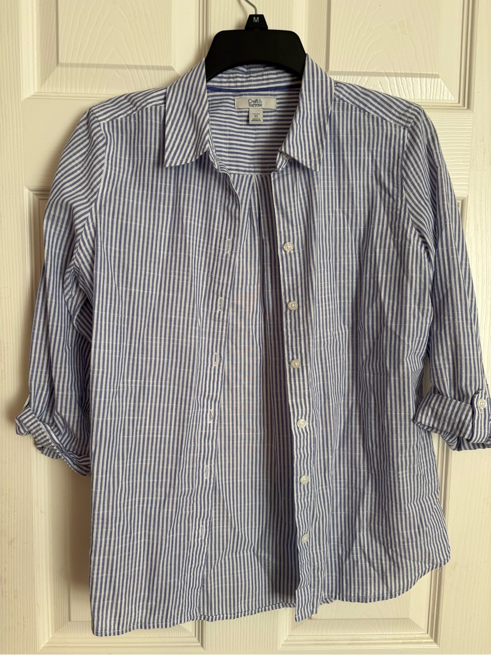 croft & barrow Blue and White Striped Button-Down Shirt